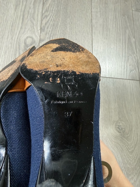 Vintage Y2K Kenzo Leather Denim Pointed Toe Heels - Picture 7 of 14